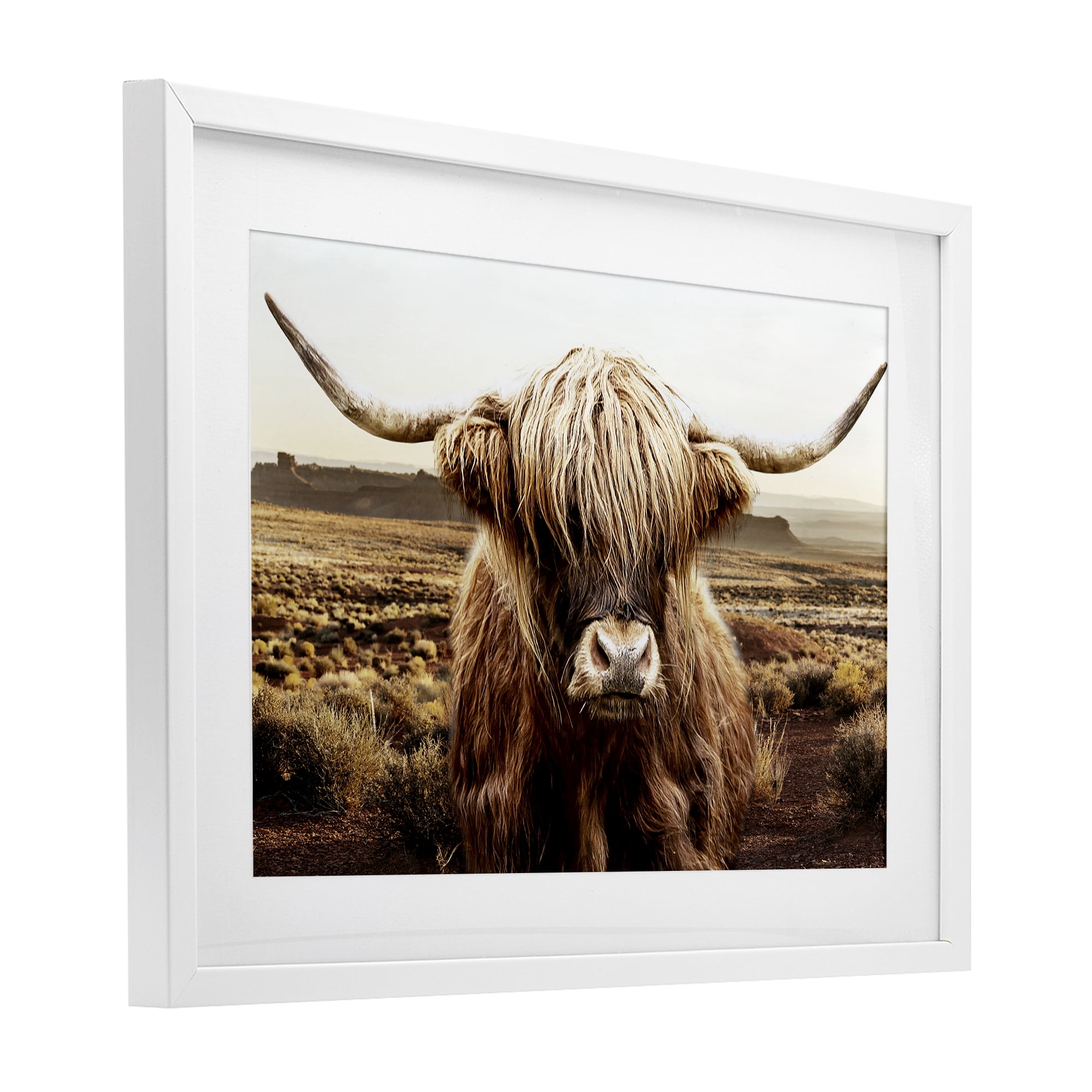 Stupell Industries Rugged Vegetation Cattle Portrait White Framed Print Under Glass, design by CAD Designs