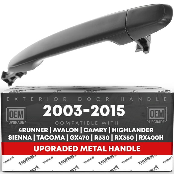 Exterior Front Passenger Door Handle, Upgraded Metal - Compatible with 05-15 Toyota Tacoma, 05-09 4Runner, 07-11 Camry; 03-09 Lexus GX470 - Textured Black - OEM 69217-04010, 69211-AE010, 82498