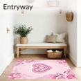 thumbnail image 3 of ODIKA 4'x6' Machine Washable Non-Slip Area Rug, Chic Motif with Modern Interlocking Florals and Leafy Details High Traffic Rug, Pink, 612902, 3 of 7
