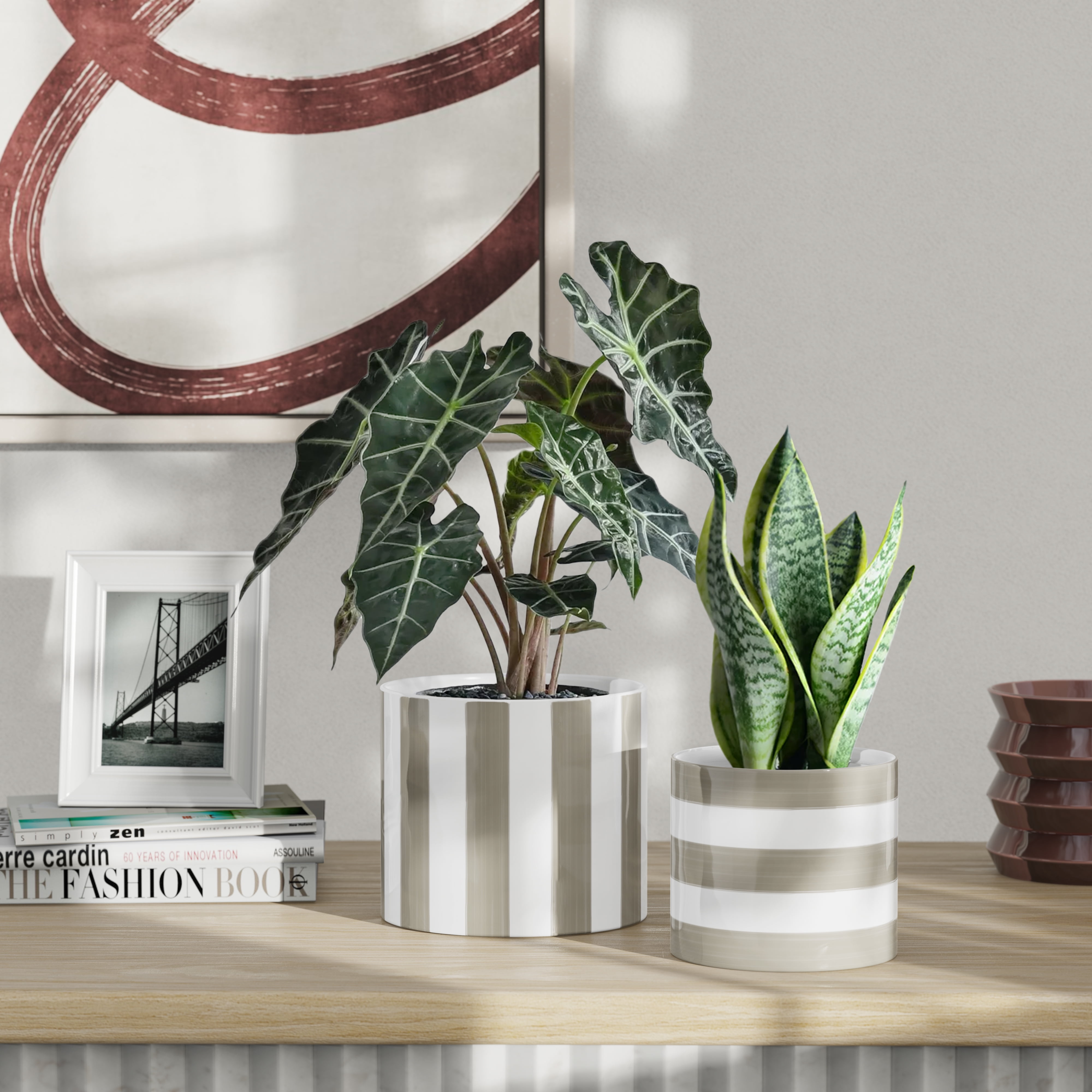 Mainstays Andrew 7.8" x 7.8" x 6.9" Round Birch Gray and Vanilla Dream Ceramic Planter