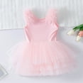 thumbnail image 5 of Wuxian Girls Ballet Dress Tutu Ruffle Flutter Sleeve Ballet Dance Dress Tutu Skirted Leotard Ballerina Dancewear Gymnastics Summer Dress, Pink, 3-4 Years, 5 of 8