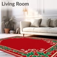 thumbnail image 2 of ODIKA 8'x10' Machine Washable Non-Slip Area Rug, Holly Berry Vine Scroll Traditional Christmas Floor High Traffic Rug with Pad, Red, 615339, 2 of 8