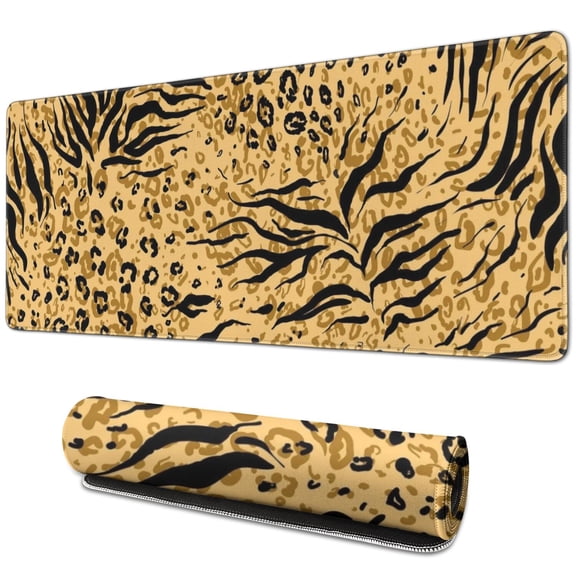 Long Mouse Pads for Desk,Animal Print Pattern Desk Mats on Top Of Desks, Desk Mouse Pad Extra Large with 3mm Non-Slip Base and Stitched Edge for Gaming,Office,Work,Home 31.5"x11.8"