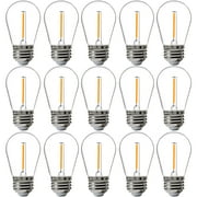 FLSNT Replacement Bulbs for String Light Outdoor LED, Hanging Light Bulbs for Patio, E26 Base, Warm White Light, Non-Dimmable, 15-Pack