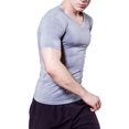 thumbnail image 2 of Men Compression Tops Short Sleeve Sports Fitness Quick Dry V-neck T-Shirt, 2 of 3