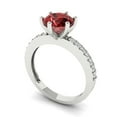 thumbnail image 2 of Solitaire with Accents Engagement Ring for Women - 1.71ct Natural Garnet in 14K White Gold Promise Ring, 2 of 8