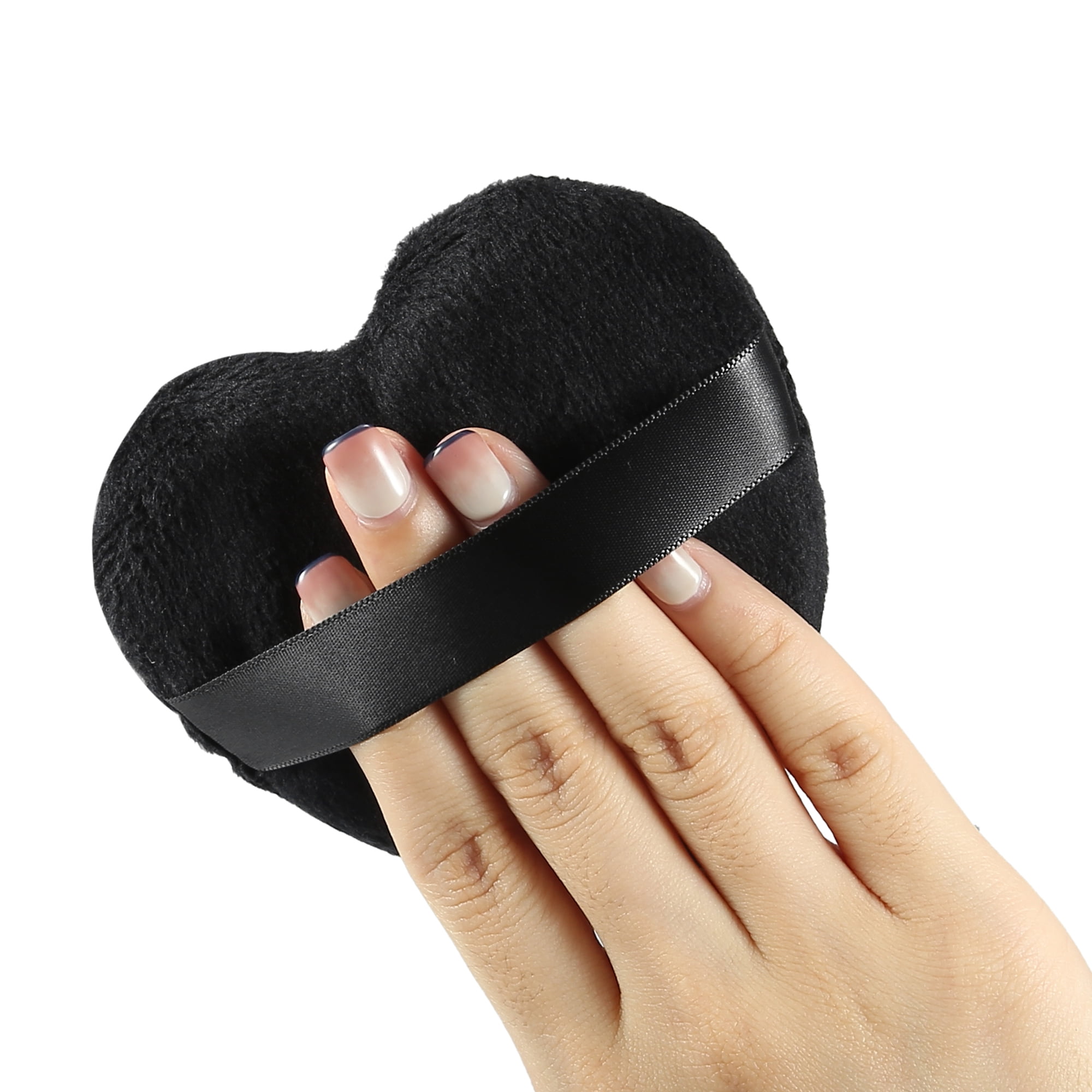 Unique Bargains 4 Pcs Loose Puff Face Soft Heart Shape Puff Makeup Tool Black Gray