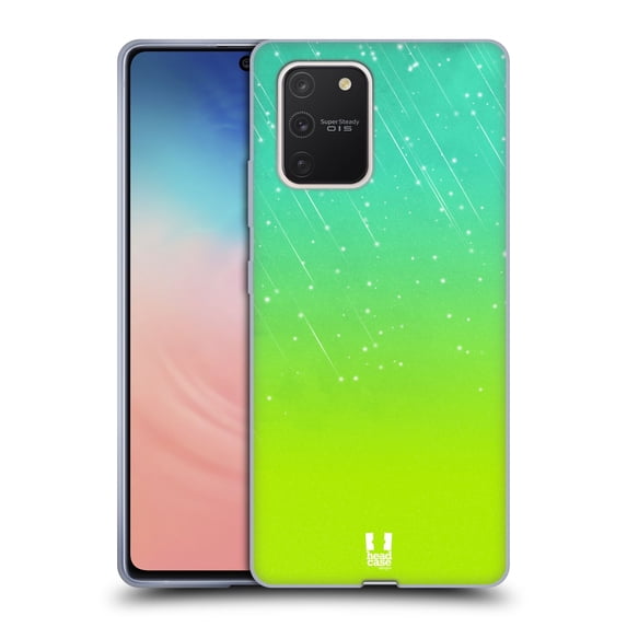 Head Case Designs Neon Rain Ombre Aqua Green Soft Gel Case Compatible with Samsung Galaxy S10 Lite