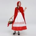 thumbnail image 4 of IBTOM CASTLE Women's Little Red Riding Hood Costume Halloween Christmas Party Dress up with Hooded Cloak Velvet Cape for Photo Prop M Red Print, 4 of 8