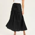 thumbnail image 2 of IROINNID Long Empire Waist Skirt For Women Cotton Binding Large Swing Pleated Skirt High Waist Half Skirt Solid Color Skirt, 2 of 7