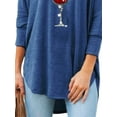 thumbnail image 4 of FASHIONWT Women Round Neck Three-Quarter Sleeve Top With Irregular Hem Graphic T-Shirt, 4 of 4