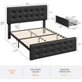 thumbnail image 2 of Queen-size marco de cama faux leather forrado button tufted design con 4 almacenamiento cajones y cabecero de madera slats support no necesita colchón base (negra), 2 of 7