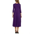 thumbnail image 4 of TWZH Women Casual Solid Color Crew Neck 3/4 Sleeve Big Swing Maxi Dress, 4 of 4