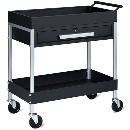 2 Shelf Tool Cart Utility Cart Service Cart Heavy Duty With Lock