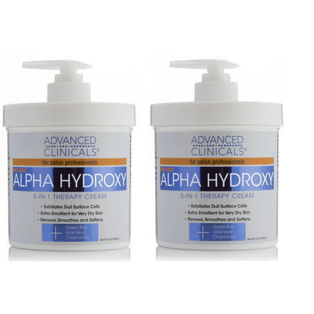Advanced Clinicals Alpha Hydroxy Acid Cream for face and body. 16oz anti-aging cream with Alpha Hydroxy Acid for wrinkles, fine lines, dry skin. (Two - (Best Anti Ageing Cream For Dry Skin)