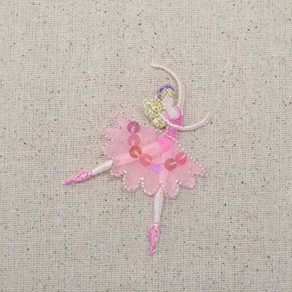 Ballerina - Ballet Dancer Pink Dress - Sequins - Iron On Embroidered Applique Patch