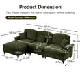 thumbnail image 5 of 107" Modular Sectional Sofa, L-Shaped Cloud Couch with Removable Ruffles Pleats Skirts and Movable Ottoman, 4 Seater Chenille Sleeper Couch Set, Green, 5 of 9