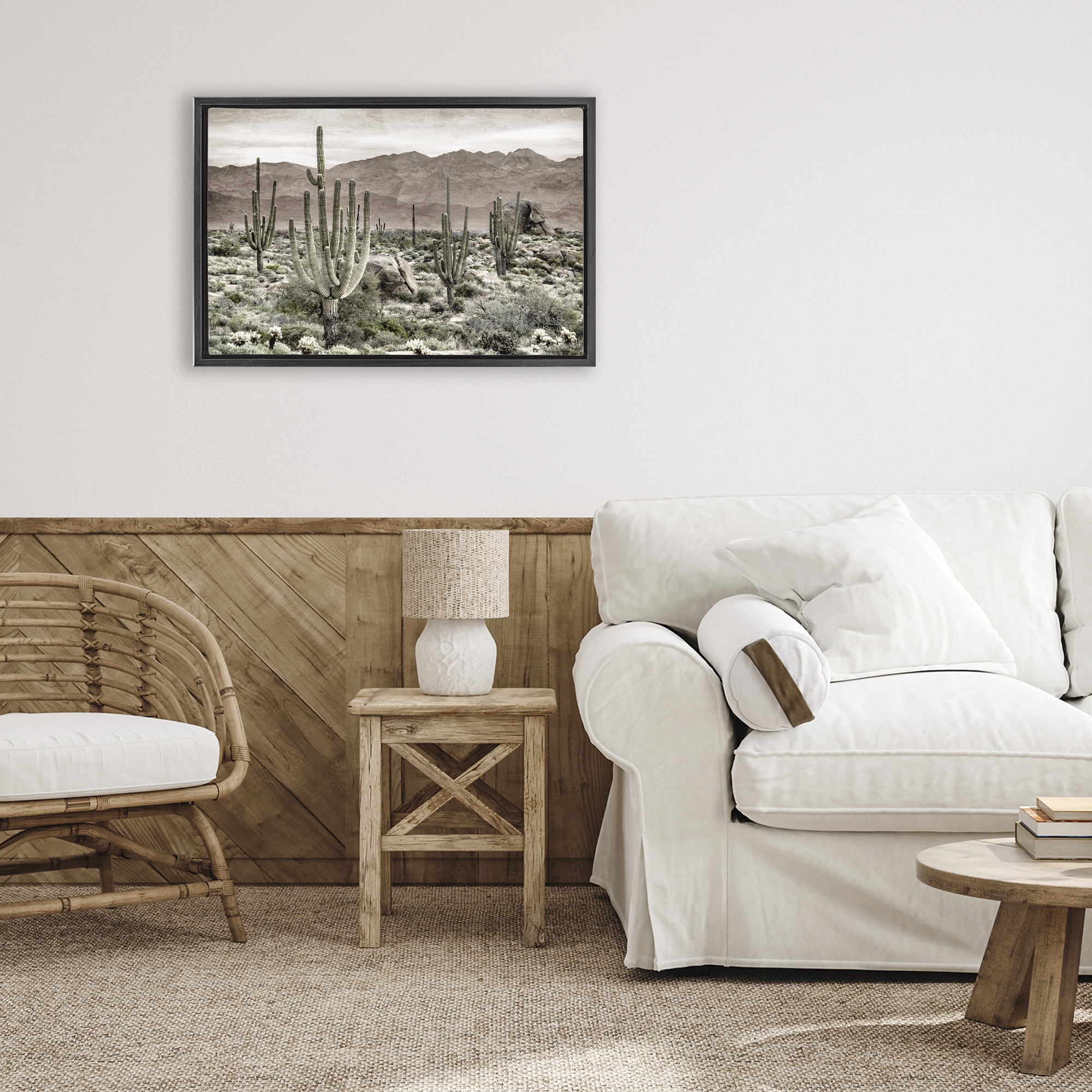 Stupell Industries Desert Land Cacti Wilderness Black Framed Floater Canvas Wall Art, design by Kim Allen