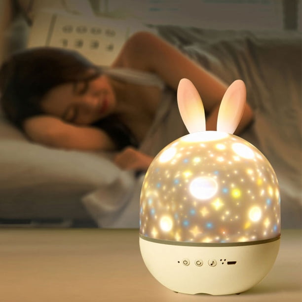 Bewildely Los detalles del regalo para niños de la luz nocturna de la atmósfera giratoria de carga reflejan el control remoto de alta gama Iluminación navideña gris Control remoto