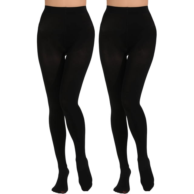 2 Pairs Women's Solid Color Tights 80D, Soft Opaque Microfiber Tights
