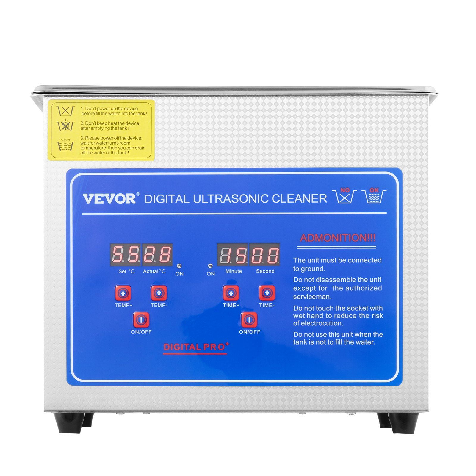 Ultrasonic Cleaner with Digital Timer & Heater, 3L Capacity, Stainless Steel Sonic Cleaning Machine for Jewelry, Glasses, Watches, Small Parts, Circuit Boards, 40kHz Frequency with Heating Function