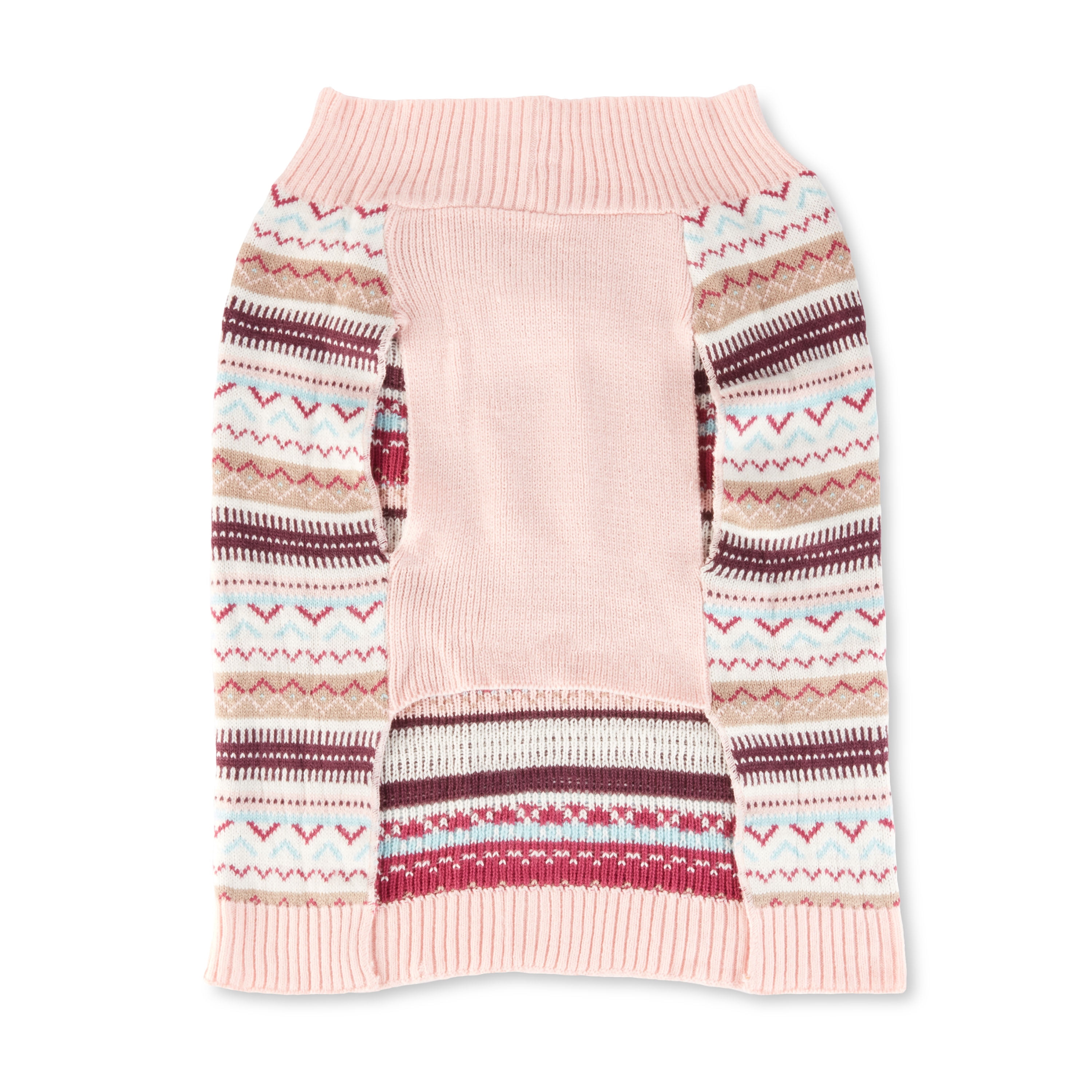 Vibrant Life, Dog Clothes, Fair Isle Pet Sweater, Pink, L