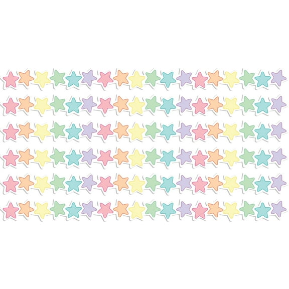 Teacher Created Resources Pastel Pop Stars Die-Cut Border Trim, 35 Feet Per Pack, 6 Packs
