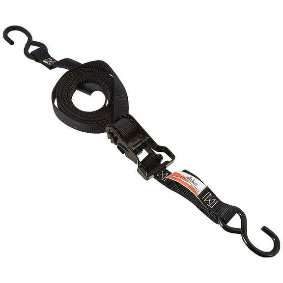 uBoxes Ratchet Strap (1 Pack) 1" x 12-feet with Chrome dipped S hooks
