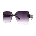 thumbnail image 2 of Womens Beveled Rimless Luxury Fashion Oversize Rectangle Sunglasses Black Silver Smoke, 2 of 4