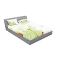 thumbnail image 2 of Ambesonne Floral Fitted Sheet & Pillow Sham Set, Retro Grunge Swirl Petal, Queen, Green Green, 2 of 2