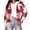 Red, variant on Admvng Women's Hooded Plaid Shacket Button Down Pocket Long Sleeve Cropped Plaid Jacket