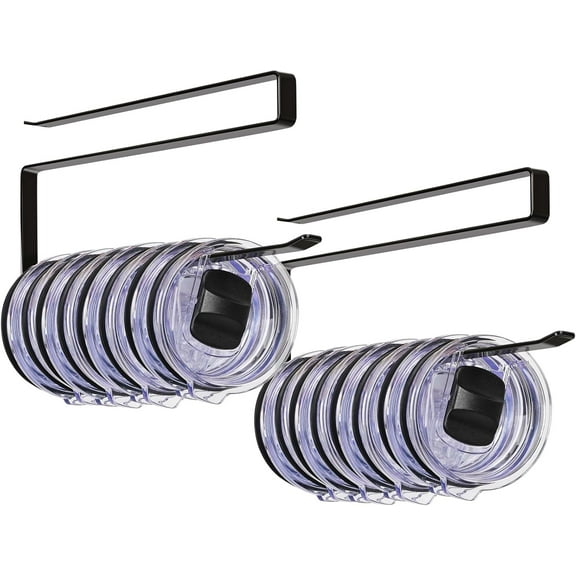 Tumbler Lid Organizer, Horizontal Tumbler Lid Storage Hook Up to 10 Lids, Space Saving Cup Lid Holders Under Cabinet Tumbler Lid Hook for Kitchen Organizer and Storage,Hanging Paper Towel Rack Hanger