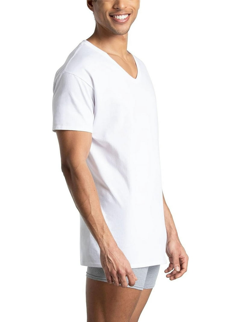 Fruit of the Loom Men's Stay Tucked V-Neck T-Shirt, Pack