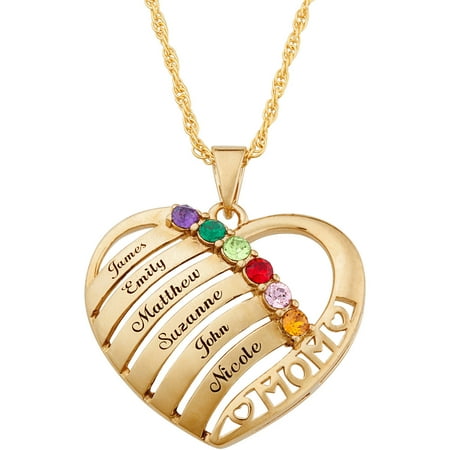 Family Jewelry Personalized Mother's Mother Birthstone & Name Heart Necklace, (Best Female Muslim Names)