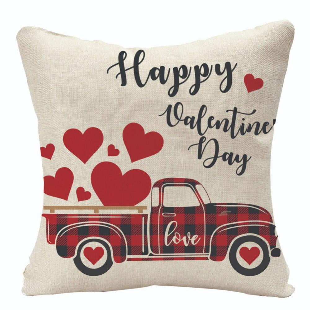 Valentines Day Pillow Covers, Valentine Pillow Covers 18x18 Red Truck