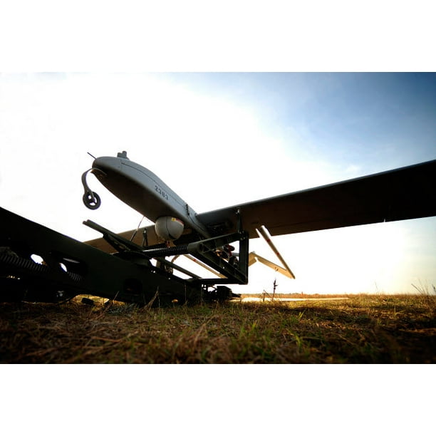 An RQ7B Shadow unmanned aerial vehicle on its launcher Poster Print by
