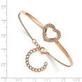 thumbnail image 2 of Primal Steel Stainless Steel Polished Rose IP-plated White Enamel Cubic Zirconia Heart with 2 Inch Extension Bracelet, 2 of 6