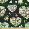 thumbnail image 2 of Ambesonne Valentine's Day Fabric by the Yard Upholstery, Sakura Hearts Art, 1 Yard, Sage Green and Soft Pink, 2 of 5