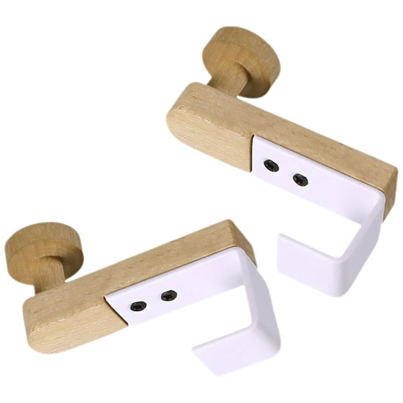 2 Pcs Punch Free Hook over The Door Mirror Hanger Towel Rack Jacket Clothes Wood Coat Hooks