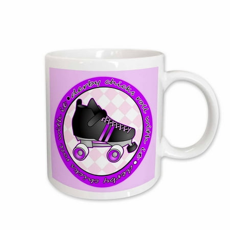 

3dRose Derby Chicks Roll With It Purple with Black Roller Skate Ceramic Mug 11-ounce