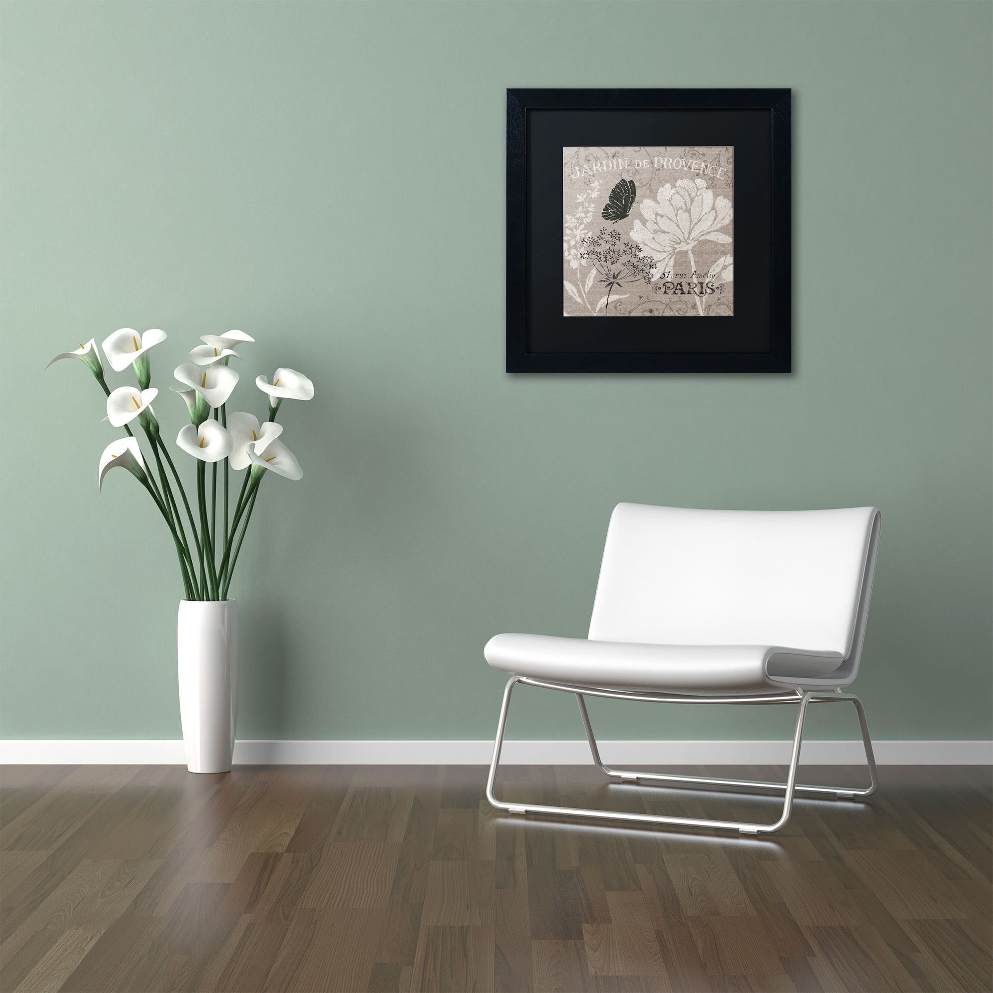 Trademark Fine Art "French Linen Garden III" Canvas Art by Daphne Brissonnet, Black Matte, Black Frame