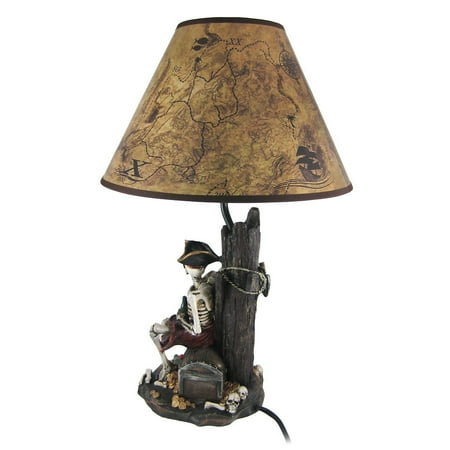 21 Inch Pirate Skeleton Caribbean Table Lamp With Treasure Map Shade Nautical Desk Light Beach Home Decor Canada Pirate Skeleton Caribbean Table Lamp, Pirate Ship Light Shade