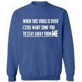 thumbnail image 2 of OXI Crewneck Sweatshirt - To Stay Away From Me,Basic Casual Sweatshirts for Men's and Women Fleece Sweatshirt Long Sleeve- Indigo Blue Small, 2 of 2