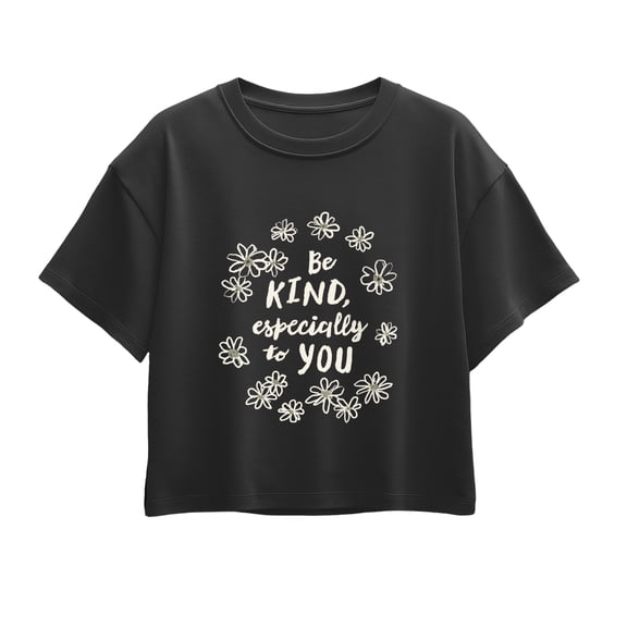 Instant Message - Be Kind Flowers Short Sleeve Boxy Graphic T-Shirt