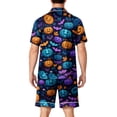 thumbnail image 4 of Pumpkin Pajamas Men Matching Halloween Pajamas Halloween Pjs Halloween Pajamas Men Cute Halloween Pajamas for Men Men 2 Piece Halloween Pajamas Outfits Pumpkin Print Short Sleeve, Green, 2XL, 4 of 4