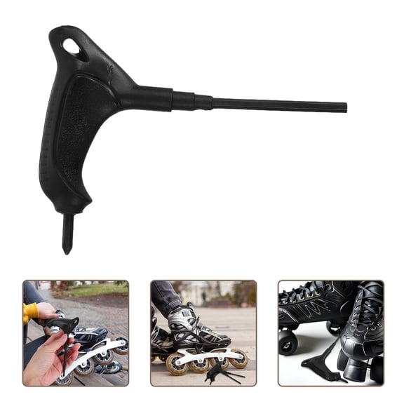 Yardwe 2Pcs Portable Roller Skate Tool Black T Handle Wrench for Wheel Replacement