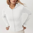 thumbnail image 2 of Luwomo Casual Jackets Womens Hooded Zip Up Lightweight Long Sleeve Yoga Coat Outdoor Sports Everyday Wear Blouses White,S, 2 of 4