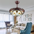 thumbnail image 6 of AFANQI 42 Inch Tiffany Invisible Ceiling Fan with Light, 3 Colors 3 Speeds Stained Glass Ceiling Fan, Remote Control 4 Blades Ceiling Fan for Bedroom, Living Room and Dining Room, 6 of 8
