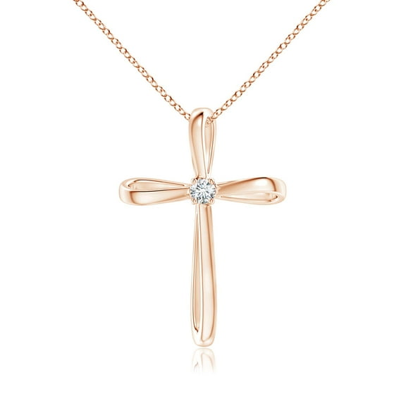 ANGARA Natural Twisted Cross Pendant with Diamond in 14K Rose Gold for Women (Size-2.4mm| Color-G| Clarity-VS2) | April Birthstone, Anniversary, Jewelry Gift for Women | Natural Diamond Necklace