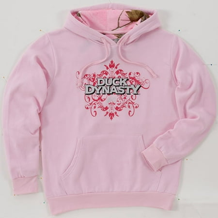 Realtree Women's Solid Pullover Hoody Lined with Realtree Pink Camo, Duck Dynasty Screen Front